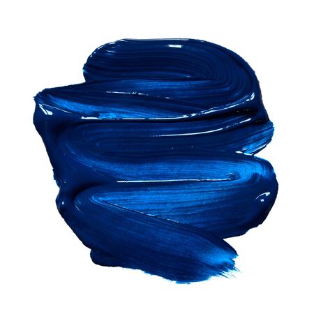 Structural paint blue on a white background. Paint to smear. - Imageの写真素材