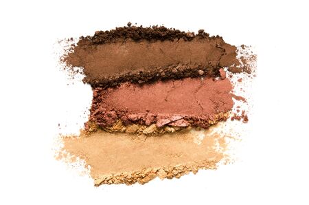 Crushed eyeshadow makeup set isolated on white background. The concept of fashion and beauty industry.  - Imageの写真素材