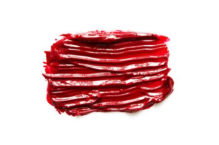 Smear and texture of red lipstick or oil paint isolated on white background. - Imageの写真素材