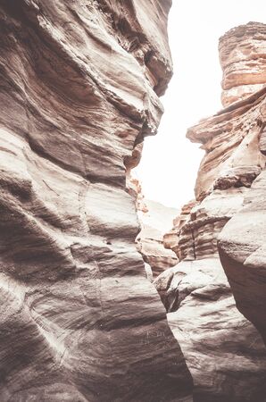 Beautiful sandstone cliffs of the Red Canyon in the mountains of Southern Eilat, Israel. - Imageの写真素材