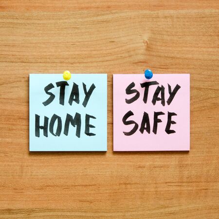 Stay at home and be safe. Self isolation and quarantine campaign to protect yourself and save lives.の写真素材