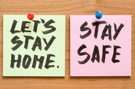 Stay at home and be safe. Self isolation and quarantine campaign to protect yourself and save lives.の写真素材