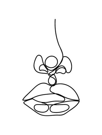 Abstract simple face. Line drawing. - Vector illustration.のイラスト素材