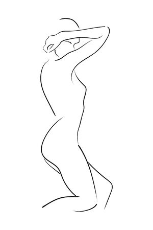 Sketch of woman body. Line art. Vector Illustrationのイラスト素材