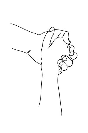 Iine drawing of holding hands together. - Vector illustrationのイラスト素材