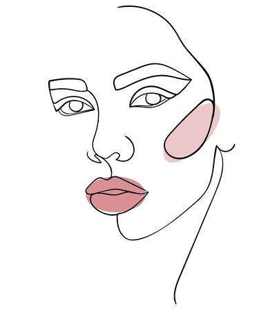 Abstract minimalistic linear sketch. Woman's face. - Vector illustrationのイラスト素材