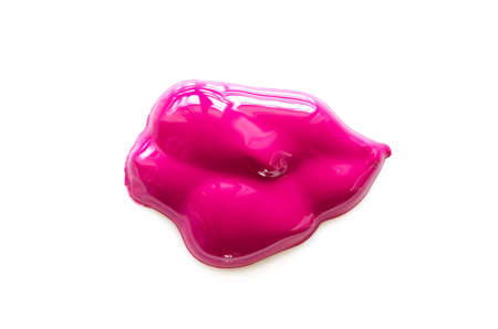 Pink acrylic paint isolated on white background. - Image