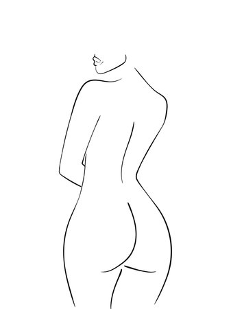 Sketch of woman body. Line art. Vector Illustrationのイラスト素材