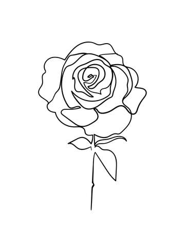 Rose flower icon. Continuous one line drawing. - Vector illustrationのイラスト素材