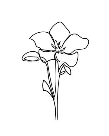 Flower icon. Continuous one line drawing. - Vector illustrationのイラスト素材