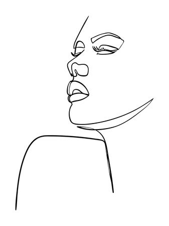 One line drawing face. Abstract woman portrait. Modern minimalism art. - Vector illustrationのイラスト素材