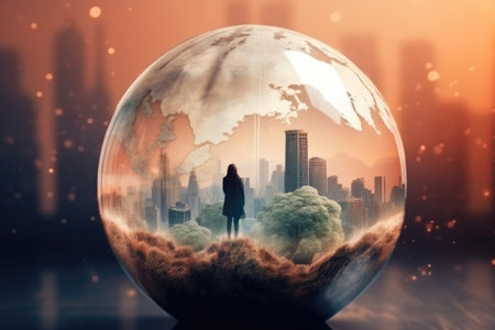 Climate change and global warming prevention. Generative AI.の素材