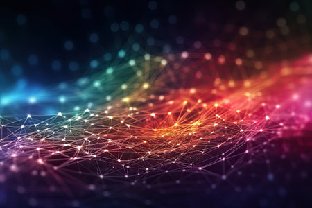Network connection fiber optic Abstract futuristic net. AI Generativeの素材