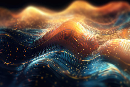 Wavy abstract shapes with glittering effect. AI Generativeの素材