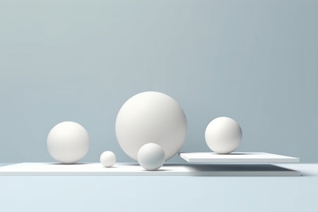 Floating spheres on blue background. AI Generativeの素材