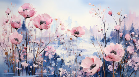 Flower art, thick impasto. Oil paintingの素材
