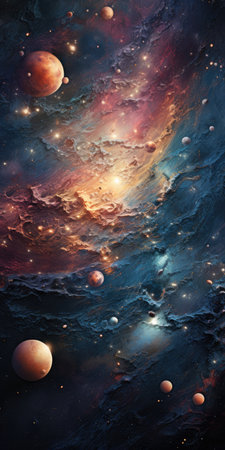 Space galaxy background with planets and stars.の素材
