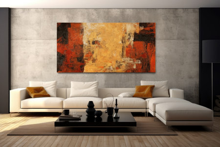 Modern interior design with abstract painting minimalistの素材
