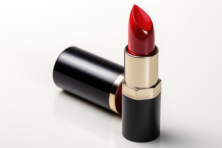Beautiful lipstick isolated on white. Makeup productの素材