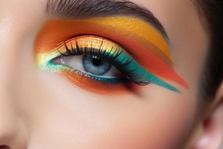 Closeup of Woman Face with Eyes Makeup. The concept of fashion and beauty industry.の素材
