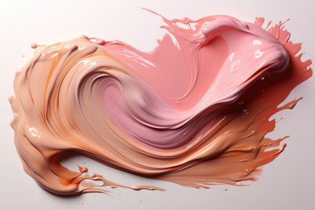 Smear smudge of liquid foundation or acrylic paint isolated on white background.の素材