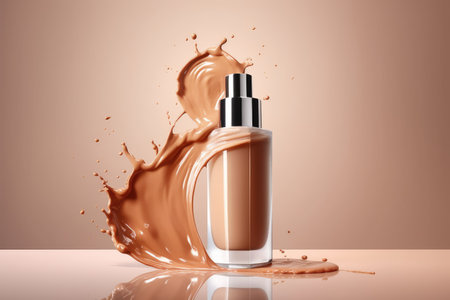Foundation product bottle splashes in liquid foundation. The concept of fashion and beauty industry.の素材