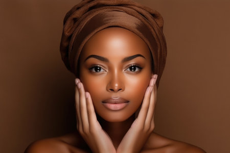 Beauty portrait of African American girl with natural makeup.の素材