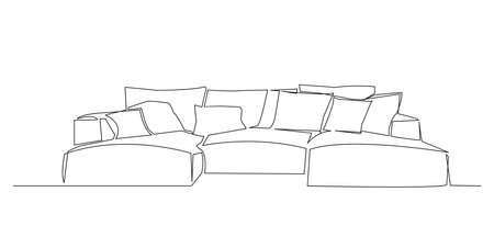 One continuous Line drawing of sofa furniture. Vector illustration.のイラスト素材