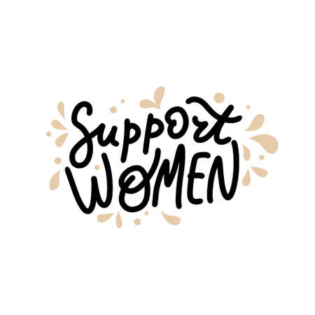 Feminist hand drawn lettering Support womenのイラスト素材