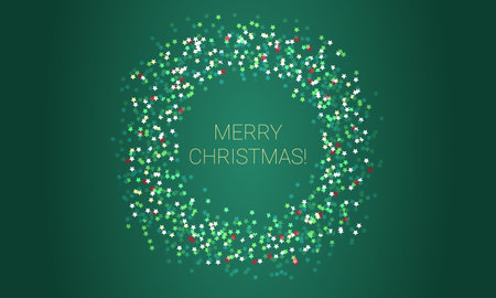 Holiday background. Vector illustration with green stars. Magic winter abstract wallpaper.のイラスト素材