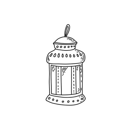 Hand drawn lantern icon. Ramadan Kareem design elements. Vintage lantern vector illustration.のイラスト素材
