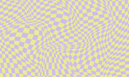 Trendy wavy green background. Vector illustration of checkered wallpaper with optical illusion, y2k aestheticのイラスト素材