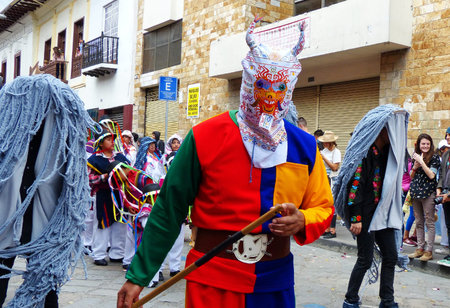 Cuenca, Ecuador-December 24,2019: Christmas parade Pase del Nino Viajero (Traveling Child) in honor...