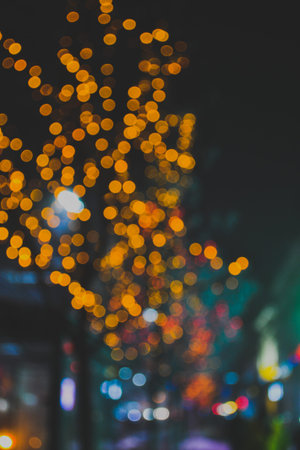 Abstract circular bokeh background of city at night, Thailand.