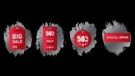 Big sale labels set on black backgroundのイラスト素材