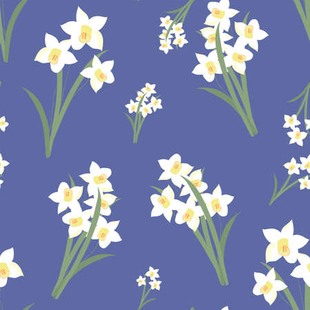 spring flowers daffodils pattern without backgroundのイラスト素材