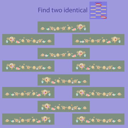 rebus for children up to 8 years find two identical pictures with emoticonsのイラスト素材