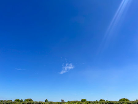 tthere are soft fluffy clouds in the sky here are soft fluffy clouds in the skyの写真素材