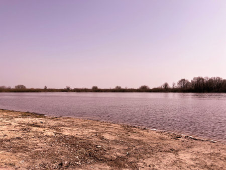 beautiful landscape in early spring - in April, Dnipro