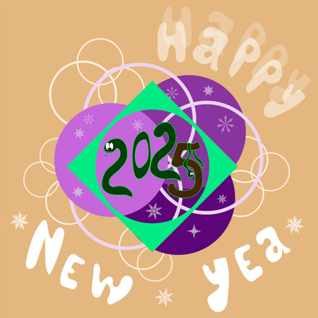 New Year s card with the image of the symbol of the year 2025 snakeのイラスト素材