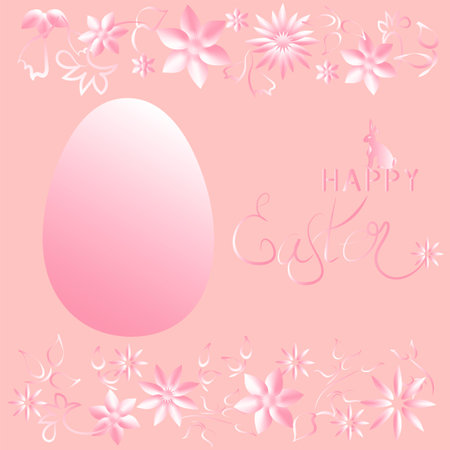 Easter greeting card with Easter bunnies and Easter eggsのイラスト素材