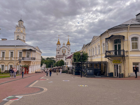 beautiful city center of Vitebsk - streets, Belarusのeditorial素材