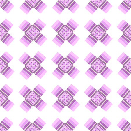 Abstract pink crosses vector seamless pattern on beige background.のイラスト素材