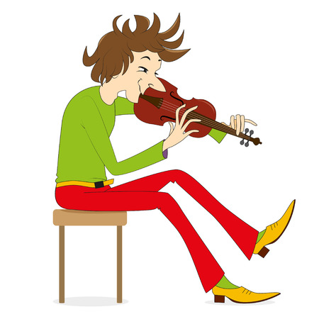 Hand-drawn young man playing the violin. Perfect vector illustration for books, posters, printing on fabricのイラスト素材