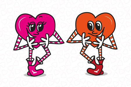 Valentine love hearts on pink white background. Conceptual Valentine card with hearts . Perfect vector illustration for the celebration of love.のイラスト素材