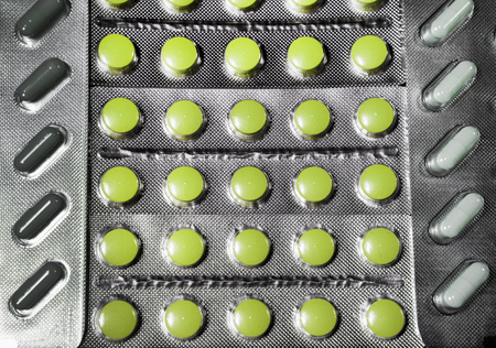 Medicine pills in packs pills in blister pack capsules and pill packed in blistersの写真素材