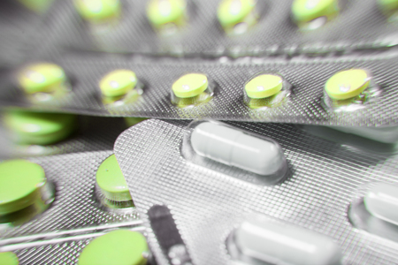 Medicine pills in packs pills in blister pack capsules and pill packed in blistersの写真素材