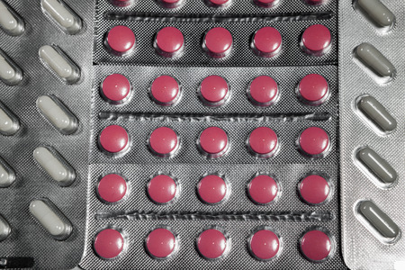 Medicine pills in packs pills in blister pack capsules and pill packed in blistersの写真素材