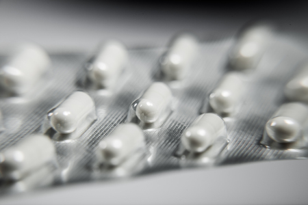 Medicine pills in packs pills in blister pack capsules and pill packed in blistersの写真素材