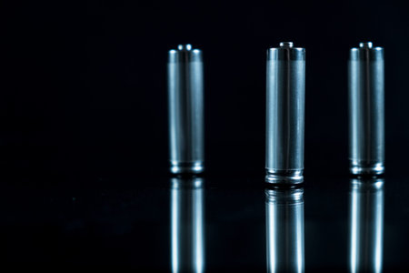 Batteries background energy supply and recycling concept with a copy of space